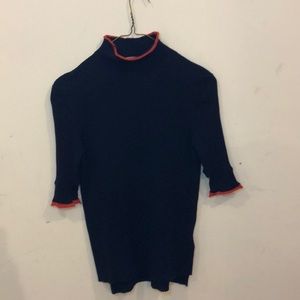 MRZ rubber mock neck knit sweater 3/4 sleeve.